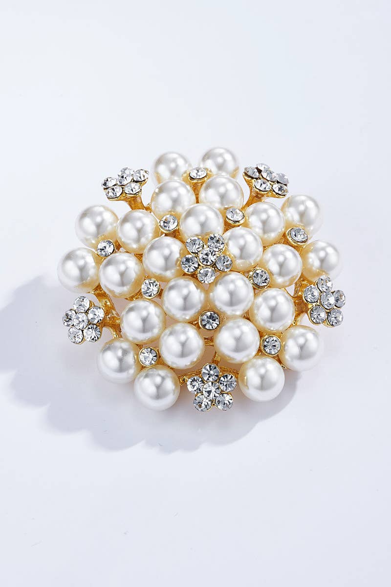 Broche en forme de fleur avec strass BHY08: Or