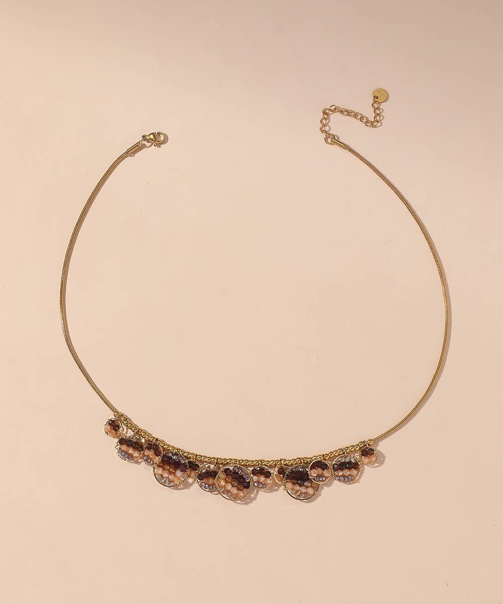 Collier acier inoxydable perles cristal 25CA012: Noir