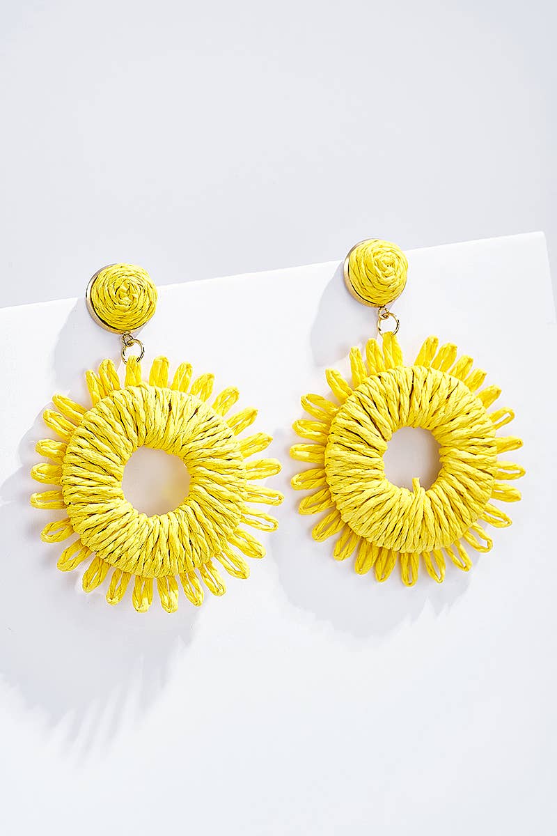 Boucles d'oreilles en paille avec puce acier 124NN02: Jaune