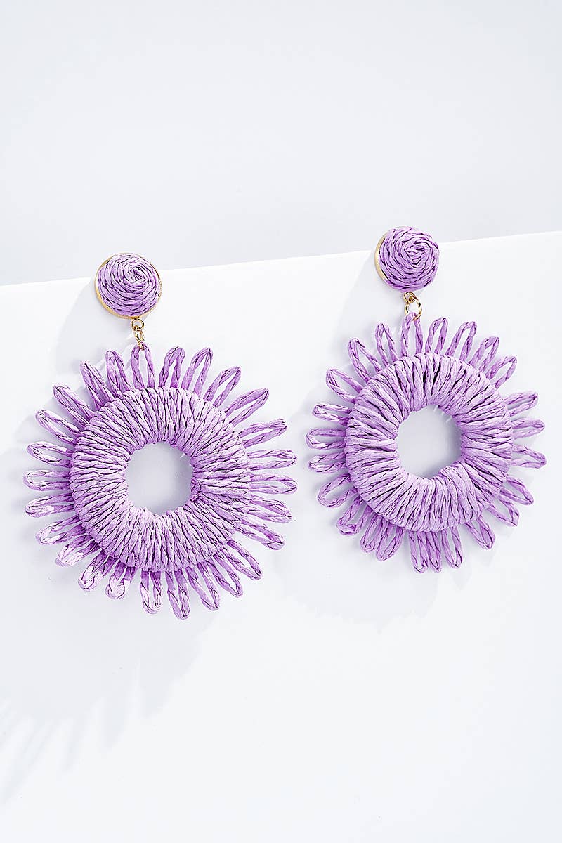 Boucles d'oreilles en paille avec puce acier 124NN02: Rose