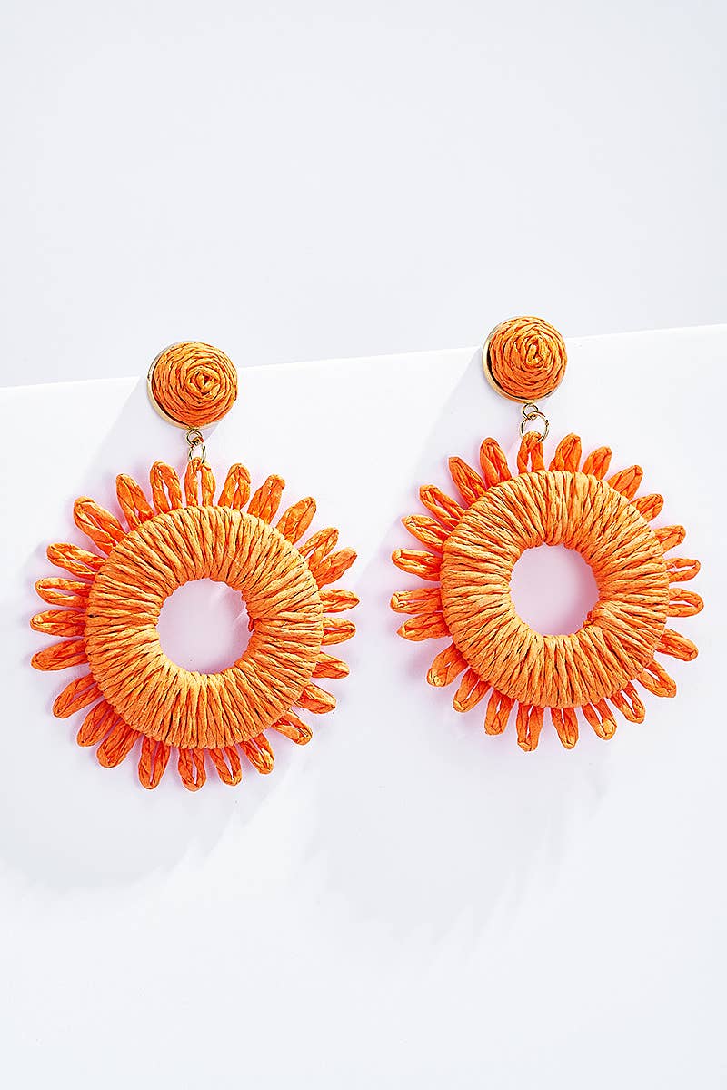 Boucles d'oreilles en paille avec puce acier 124NN02: Rose