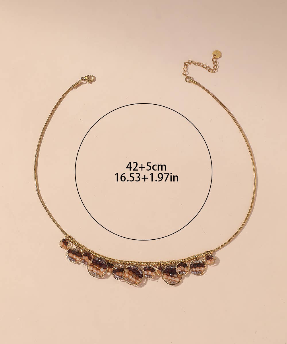 Collier acier inoxydable perles cristal 25CA012: Noir