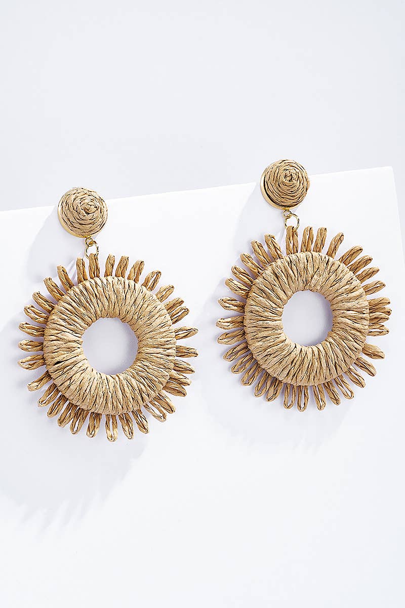 Boucles d'oreilles en paille avec puce acier 124NN02: Rose