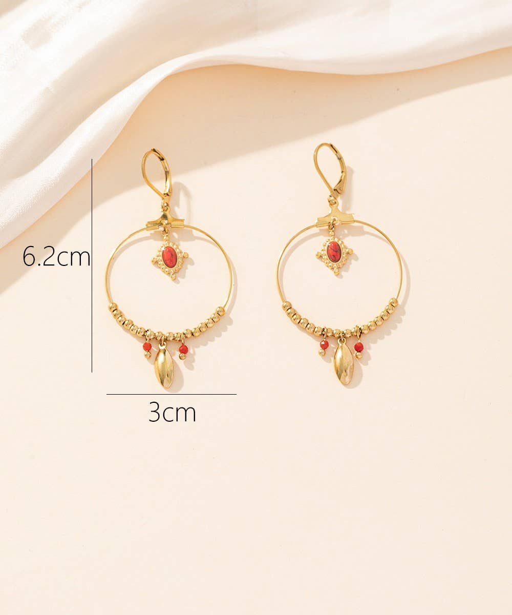 Boucles d'oreilles Dormeuse Acier 24BOA016: Vert