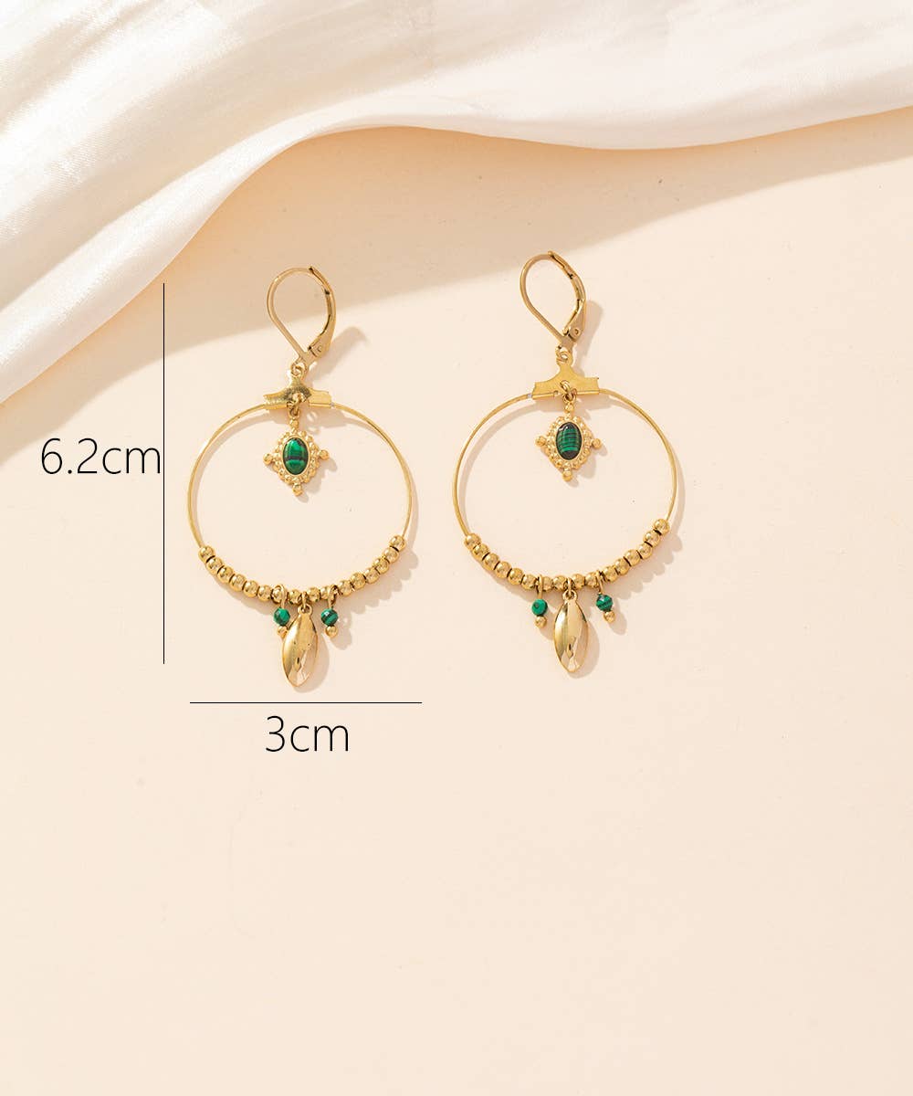 Boucles d'oreilles Dormeuse Acier 24BOA016: Vert