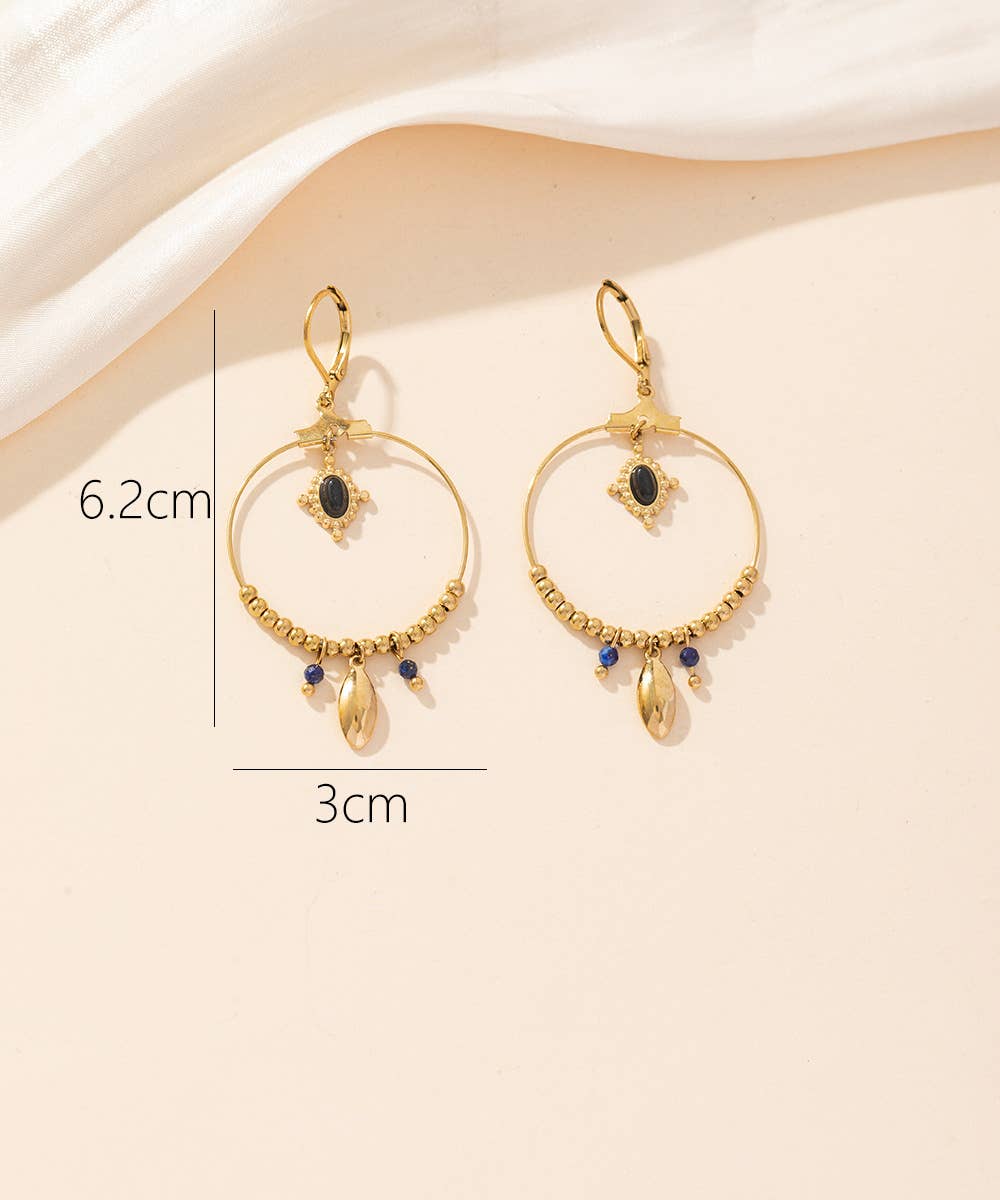Boucles d'oreilles Dormeuse Acier 24BOA016: Vert