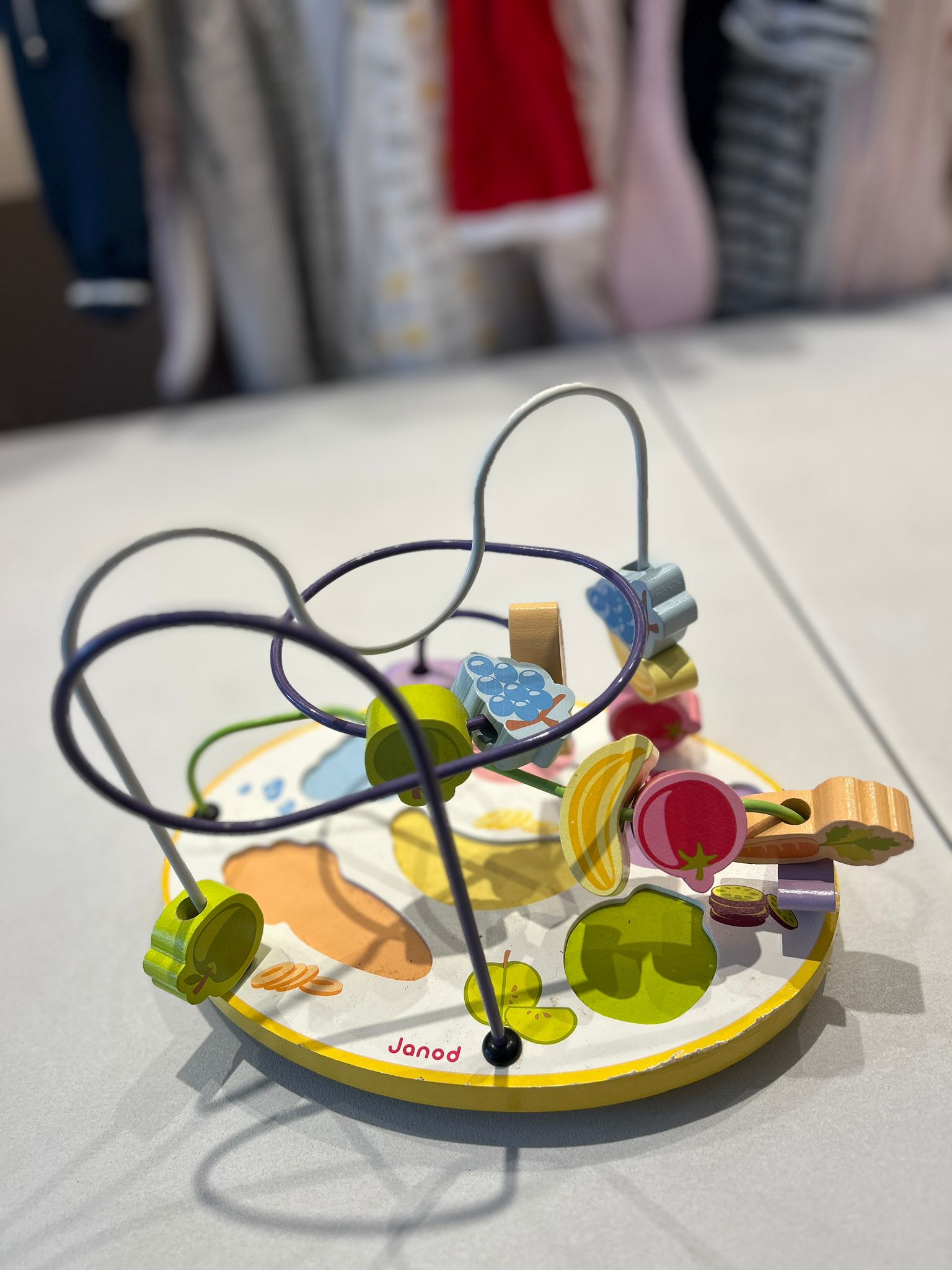 Jeux bébé bois looping fruits janod