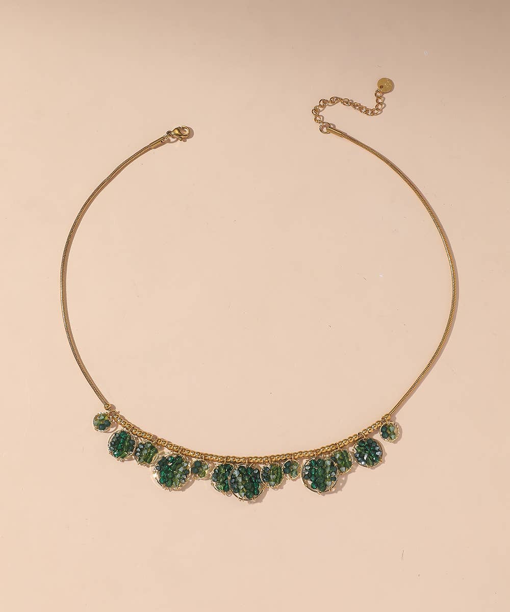 Collier acier inoxydable perles cristal 25CA012: Noir