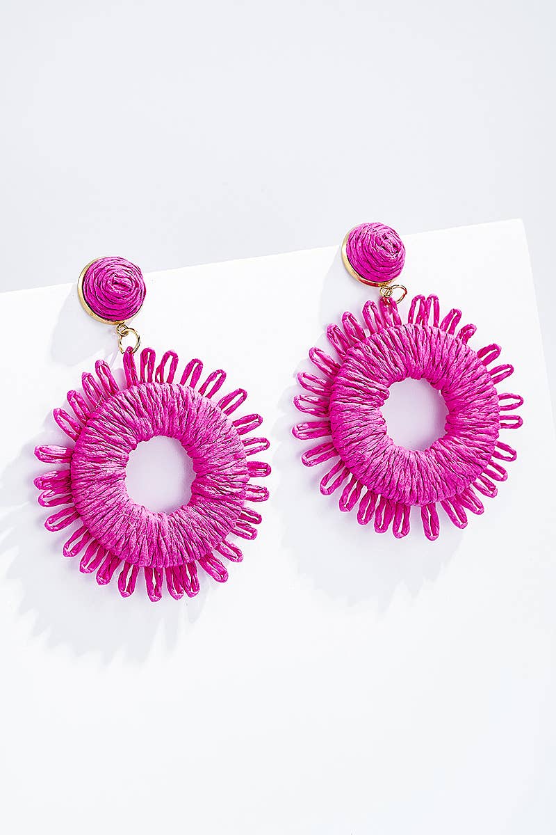 Boucles d'oreilles en paille avec puce acier 124NN02: Rose