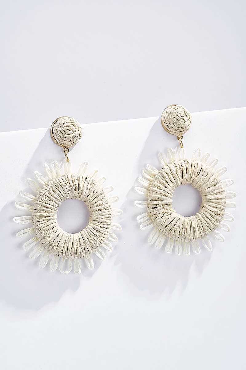 Boucles d'oreilles en paille avec puce acier 124NN02: Rose