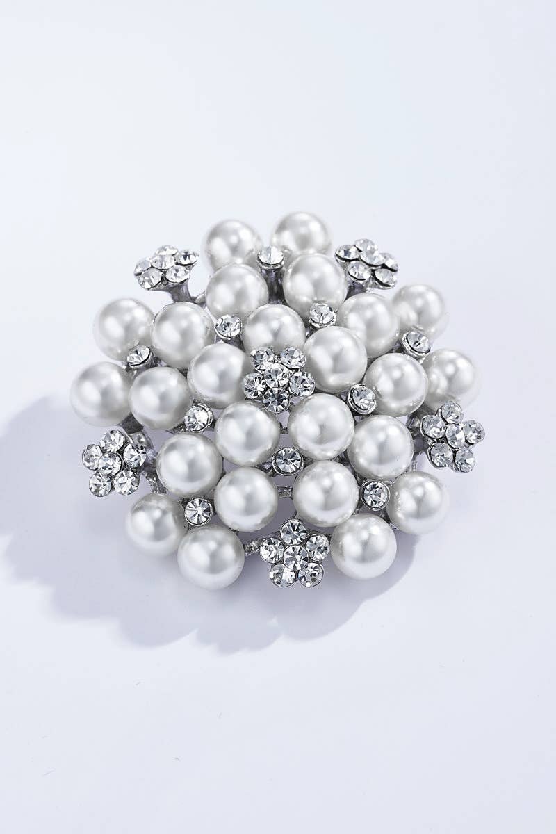 Broche en forme de fleur avec strass BHY08: Or