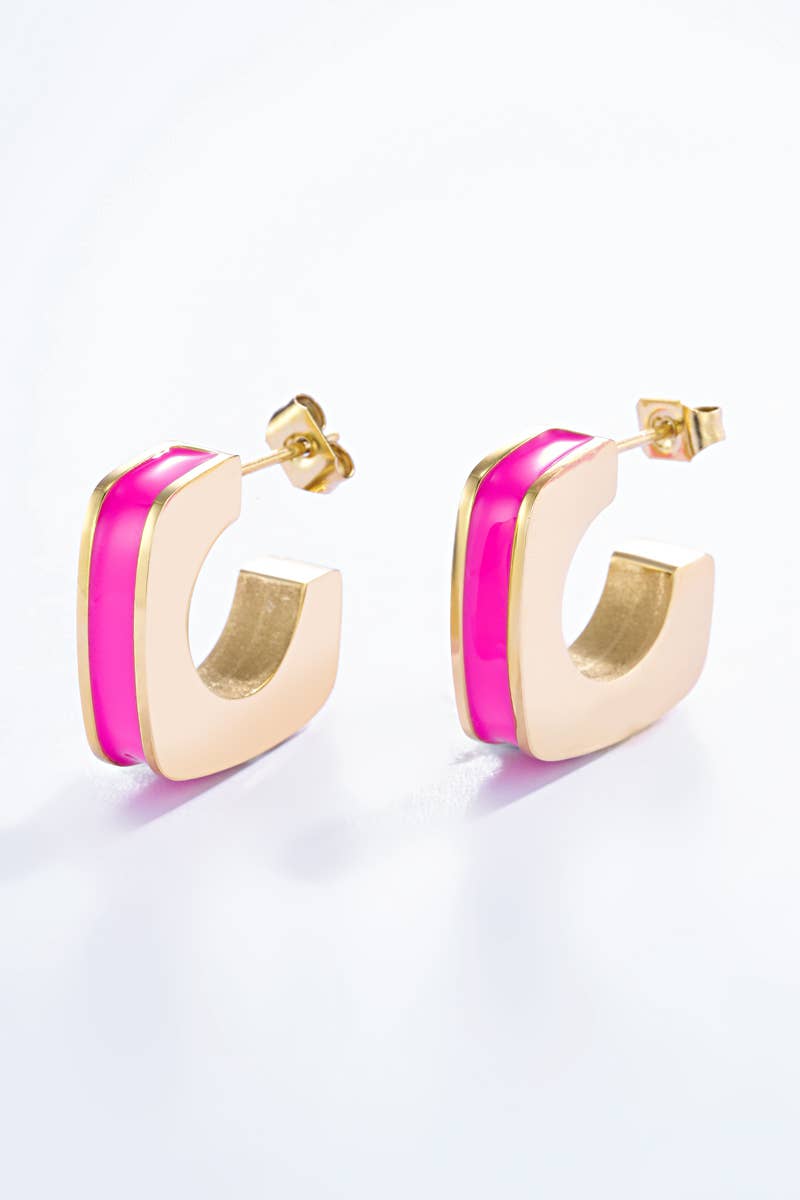 Boucles d'oreilles demi créoles en acier inoxydable 124AQ99: Or