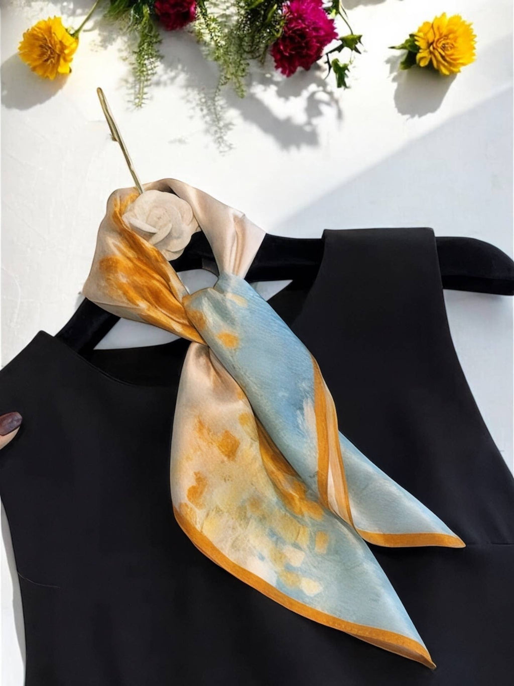 Carré de soie 53x53cm FL28: Orange / Soie