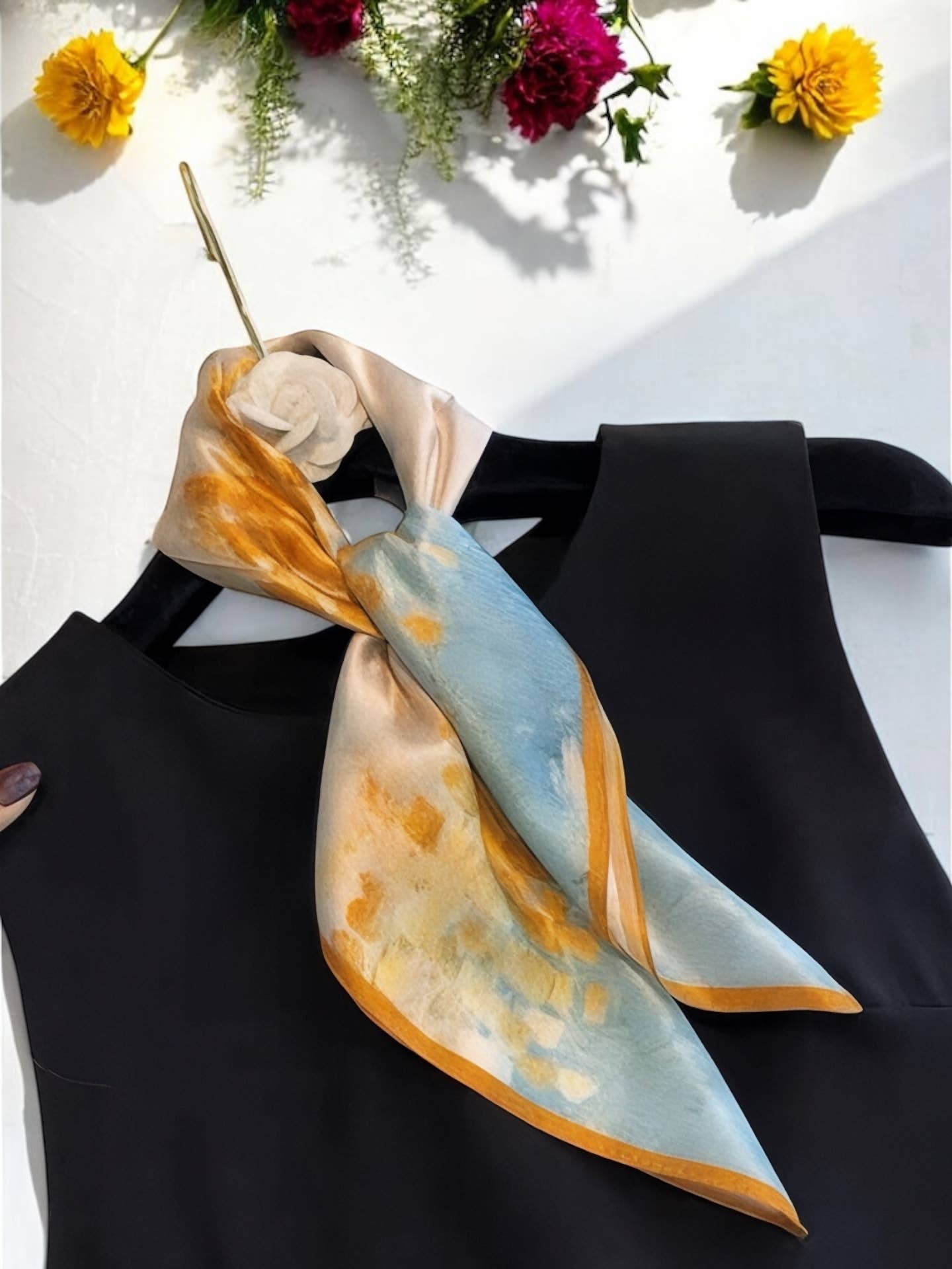 Carré de soie 53x53cm FL28: Orange / Soie