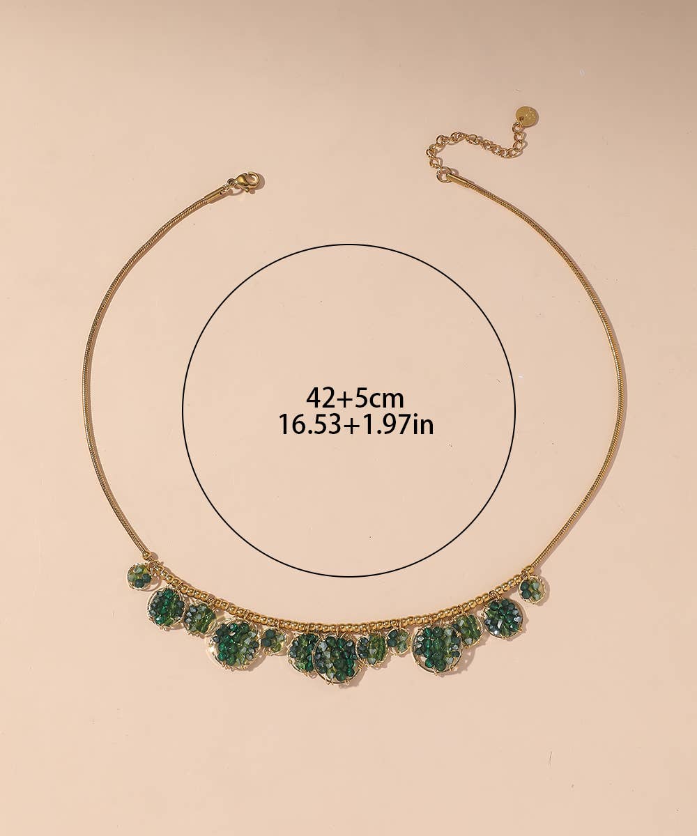 Collier acier inoxydable perles cristal 25CA012: Noir
