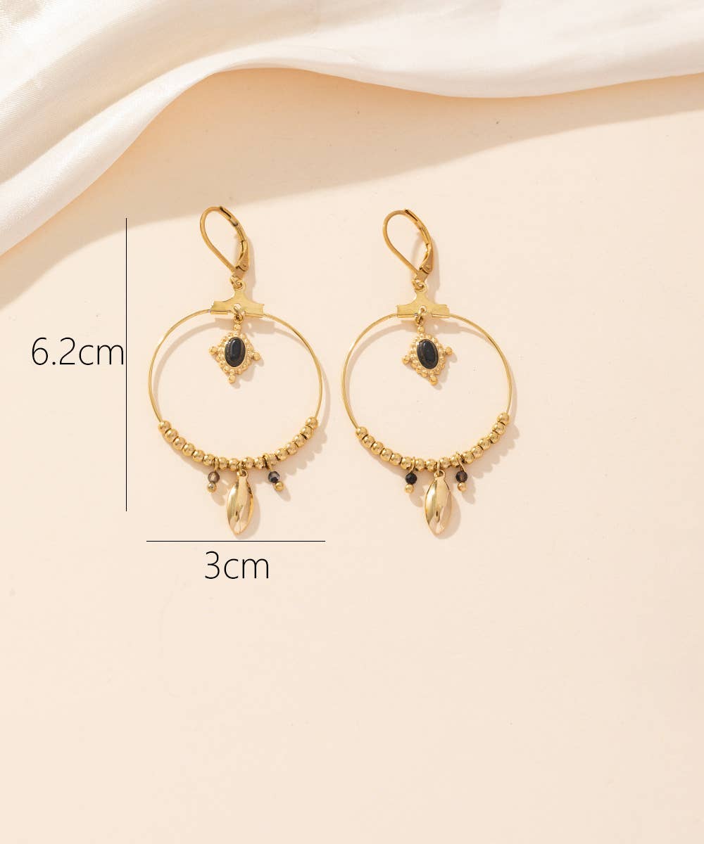 Boucles d'oreilles Dormeuse Acier 24BOA016: Vert