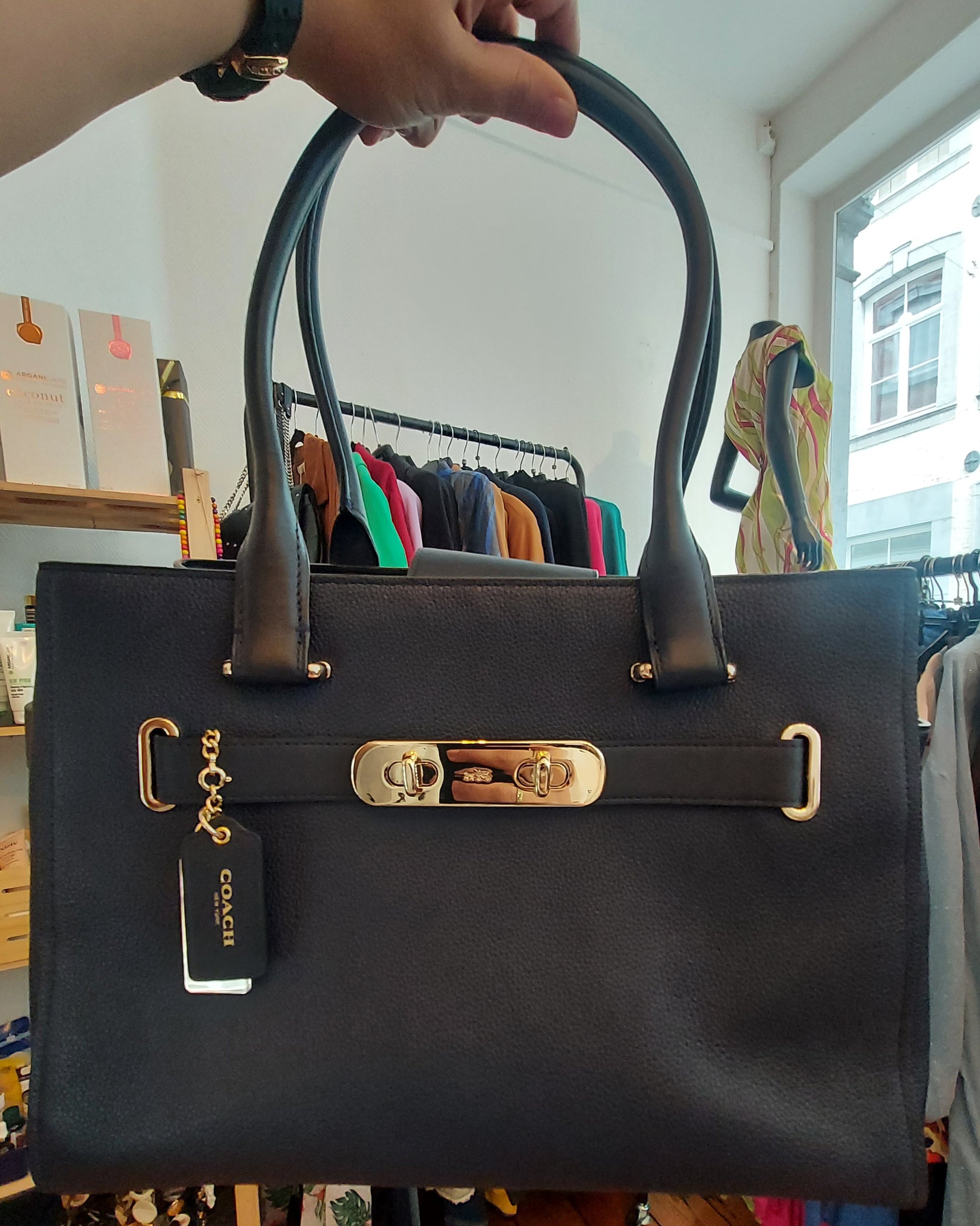 sac fourre-tout Coach Swagger en cuir